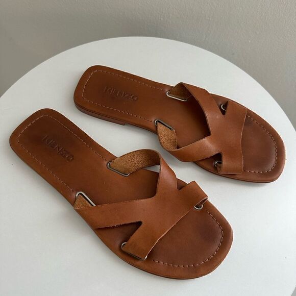 ⭕️ KENZO Women’s OPANKA FLAT MULE Slippers Sandals Brown Size 39 Leather - Picture 2 of 4